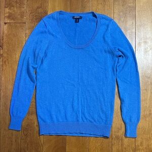 GAP Knit Round Neck Pullover Sweater Size L Blue Preppy Casual Academia Office
